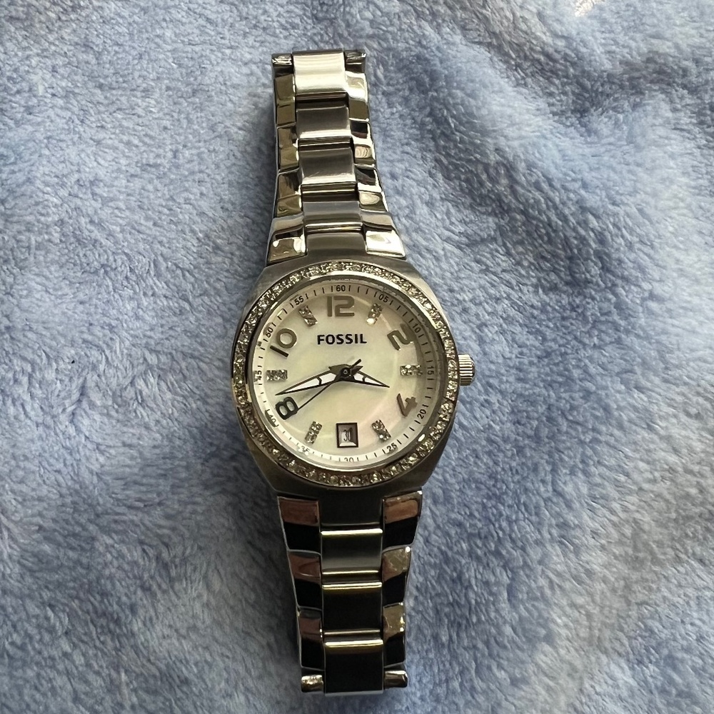 Silver Fossil Watch